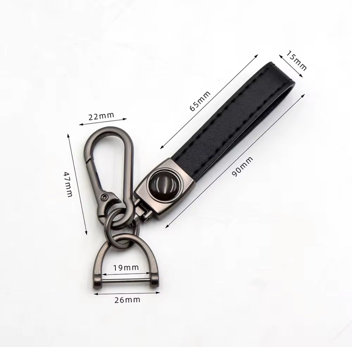 Lexus Genuine Leather Black Chrome Car Ring Keychain