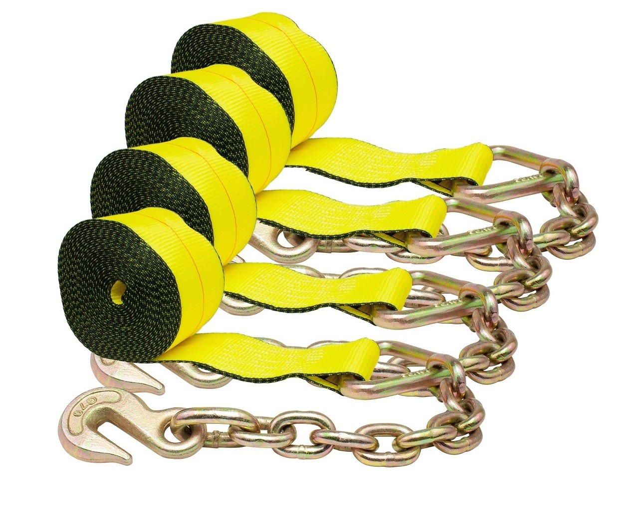 (4 Pack) 4 in. x 40 ft. Winch Strap with Chain Anchor