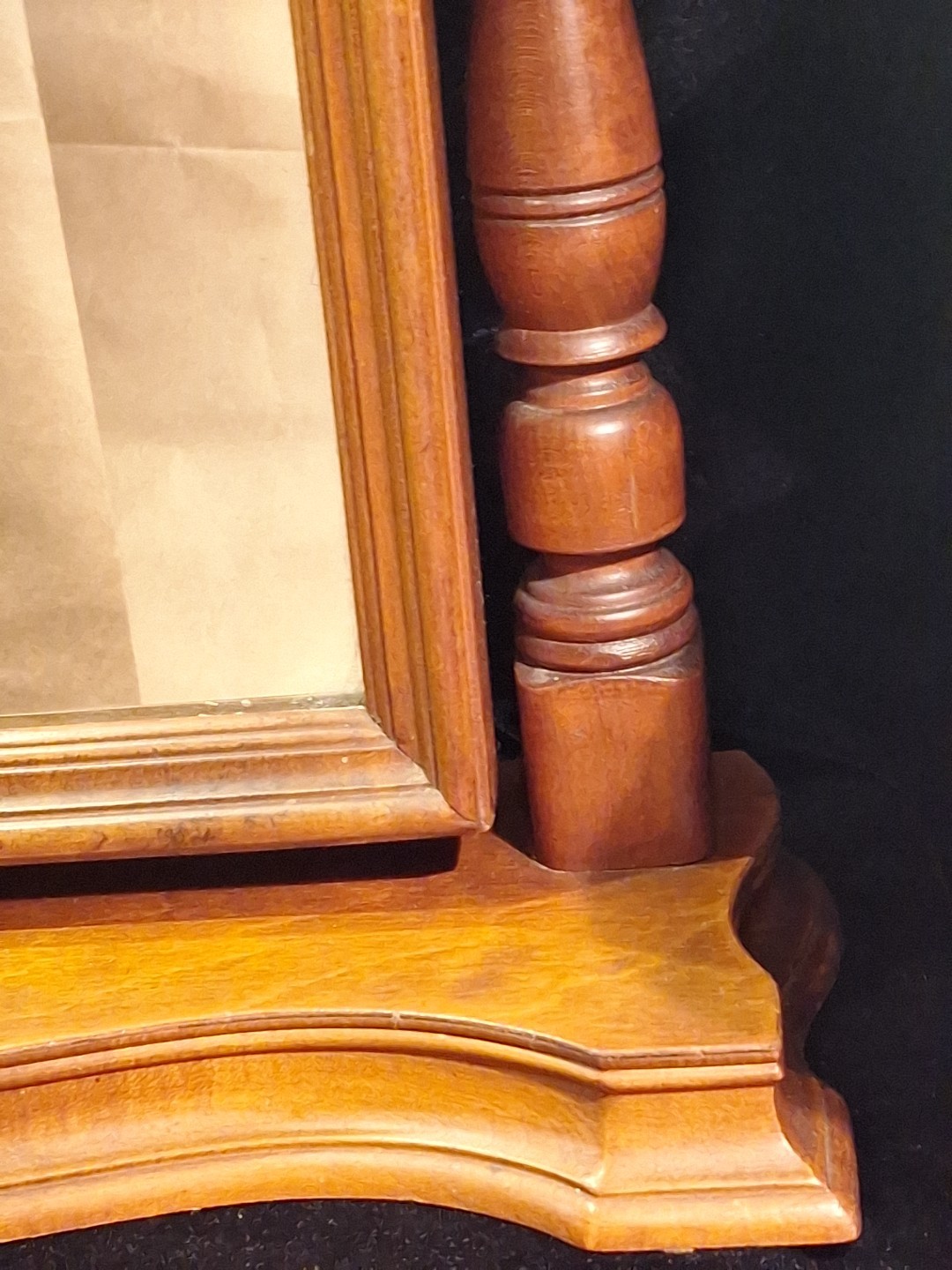 Antique Wood Tabletop Vanity Dressing Table with Falconer Durever Swivel Mirror