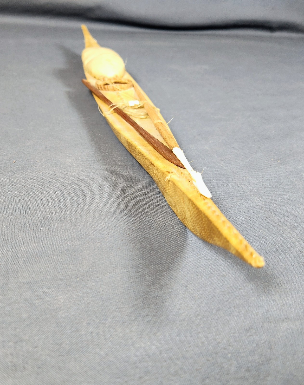 Antique Inuit Kayak Model c. 1900-1920 Authentic Detailed Handcrafted Piece 20"