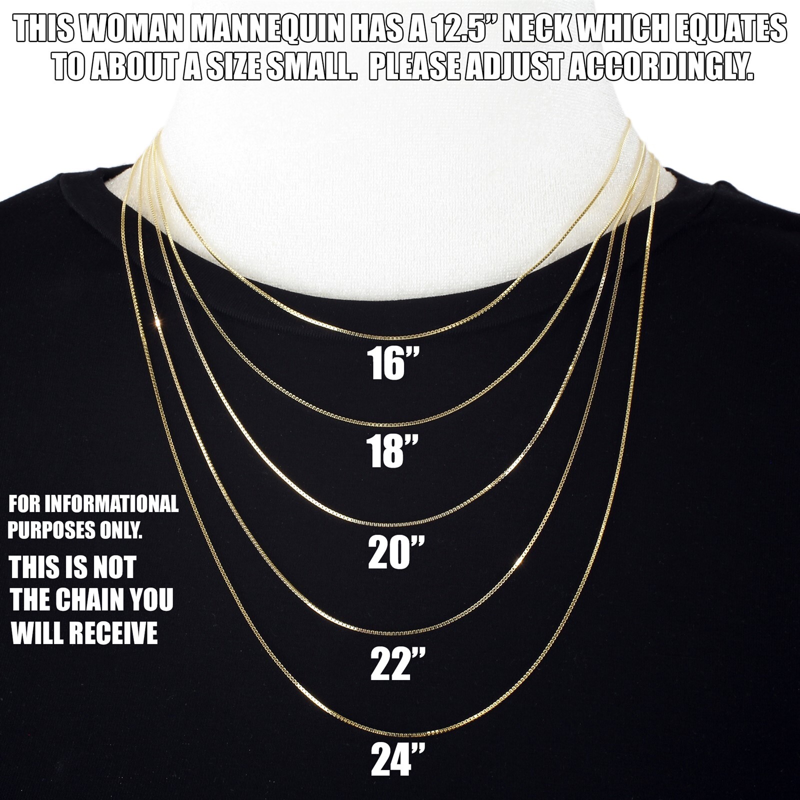 Guaranteed 10K Yellow Gold Solid Box Chain Necklace 0.6mm 14"-24"