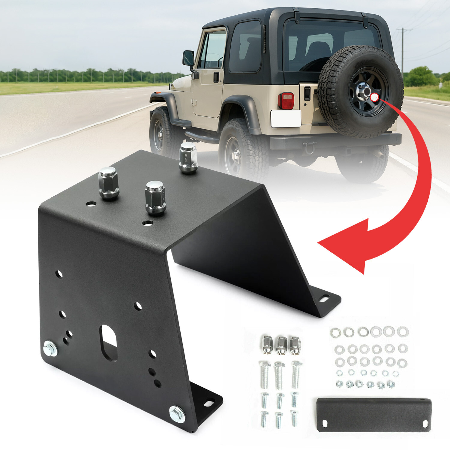 Spare Tire Carrier Mount Holder up to 35'' Tire For Jeep Wrangler YJ TJ LJ 87-06