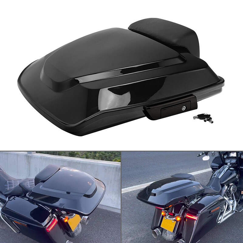 Black Razor Pack Trunk w/ Backrest Fit For Harley Tour Pak Touring 2014-2023