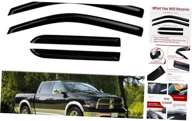 Window Visors Rain Guards fit Dodge Ram 1500 Crew Cab 2009-2018