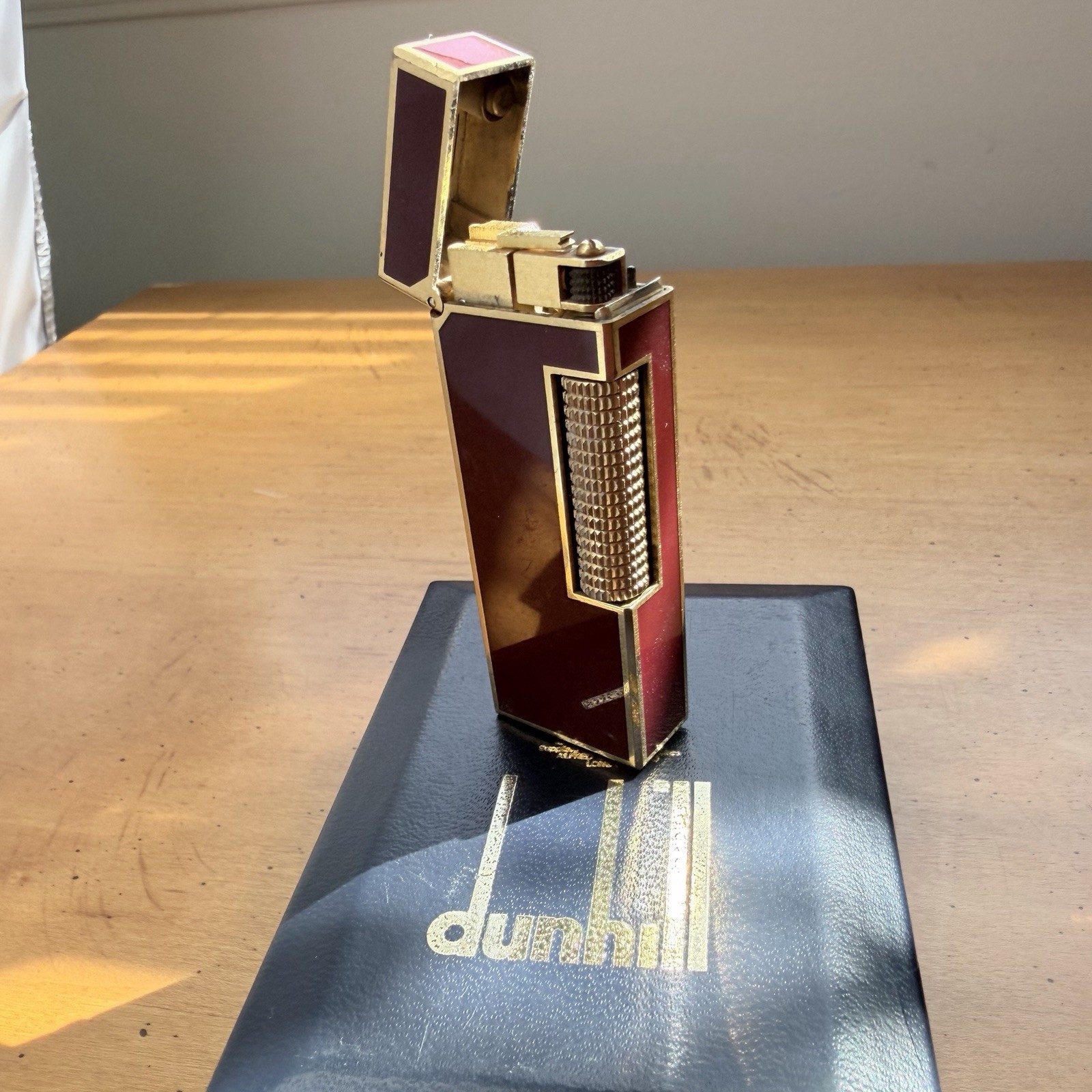Dunhill Rollagas - Box & Papers - Gold Plated Ruby Red Laquer Vvhtf