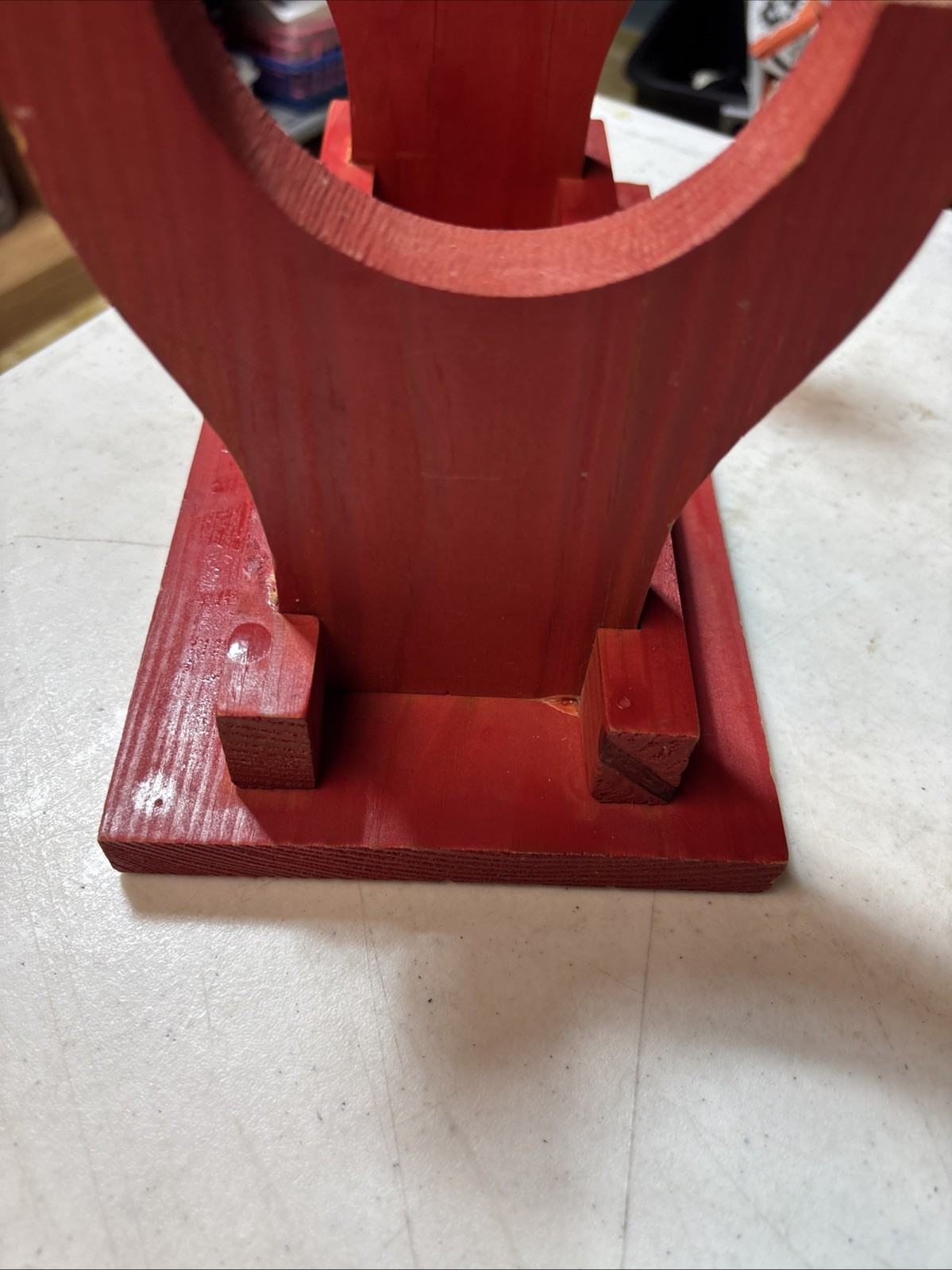 WOODEN 11.5” Plant Stand, Garden Bench, Footstool, Kitchen, Bath, Red Painted