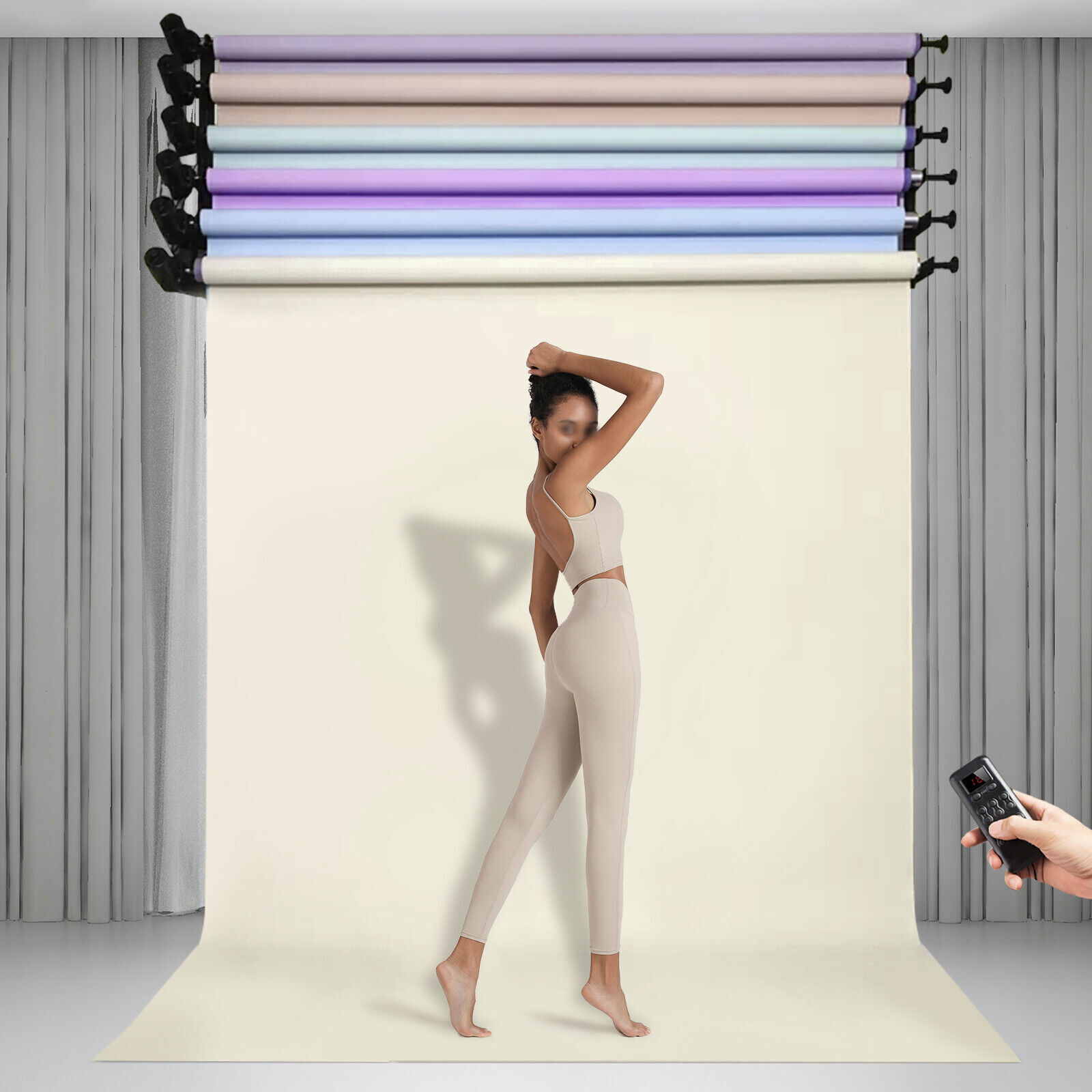 Motorized 6-Roller Backdrop Support System Wall Mount Photo Video w/ Remote