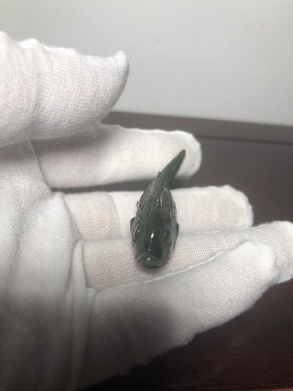 Vintage Small Green Jade Fish Carp Fish 2.25” Long