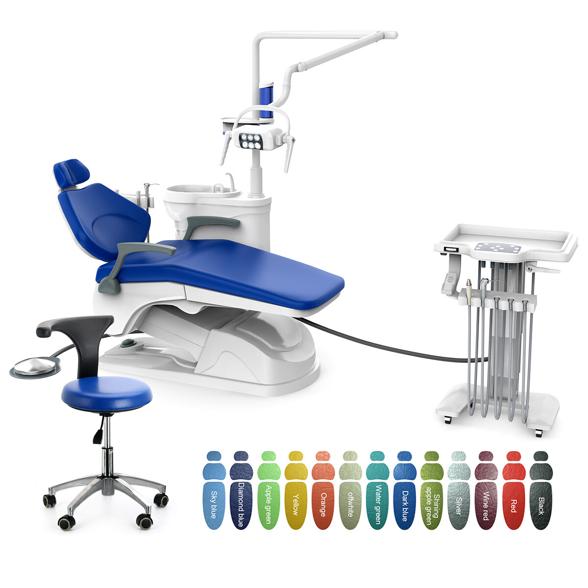 Dental Unit Chair Controlled DC Motor PU Leather/Delivery Unit Air Compressor 4H