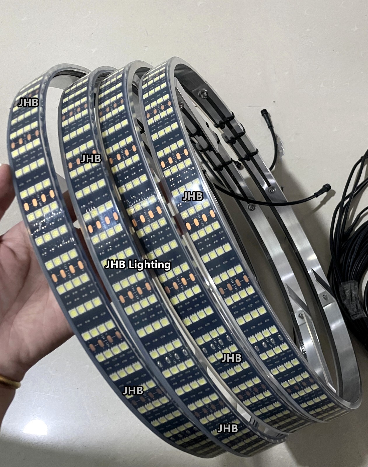 Set with (4) 17.5" QUAD ROW Strobes PURE WHITE Car Truck LED Wheel Rim Lights