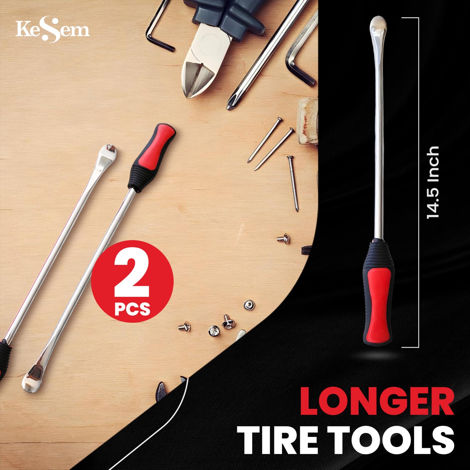 2 Pack 14.5" Tire Spoons Changing Lever Iron Bar Set Repair...