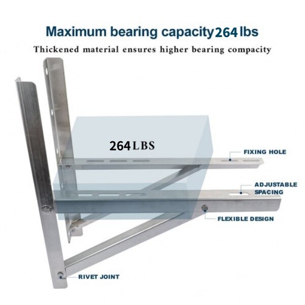 2x Wall Mounting Bracket for Mini Split Air Conditioner Outdoor Stainless Steel