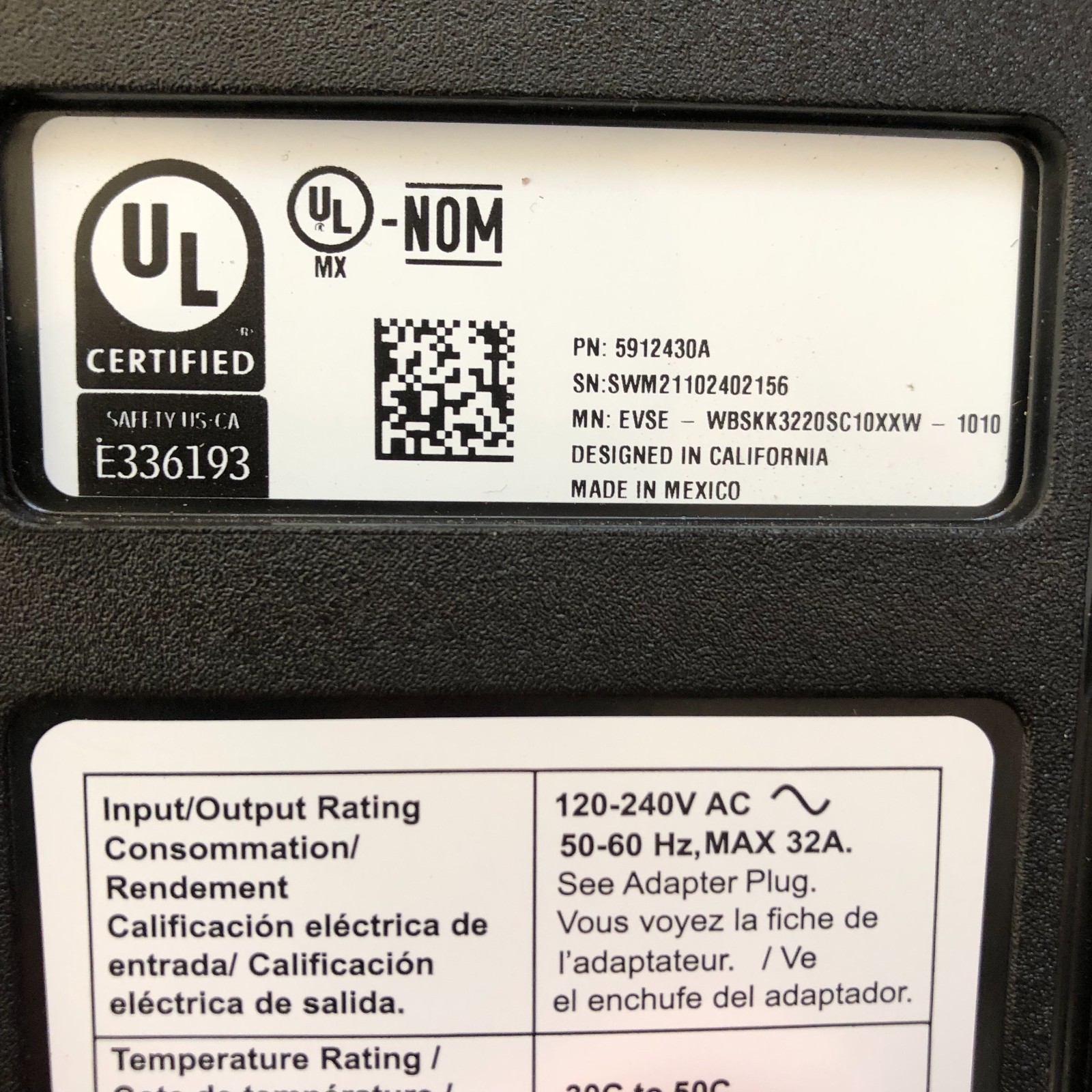 OEM Mercedes Webasto Portable EV Electric Vehicle Charger Cable 240V 5912430A