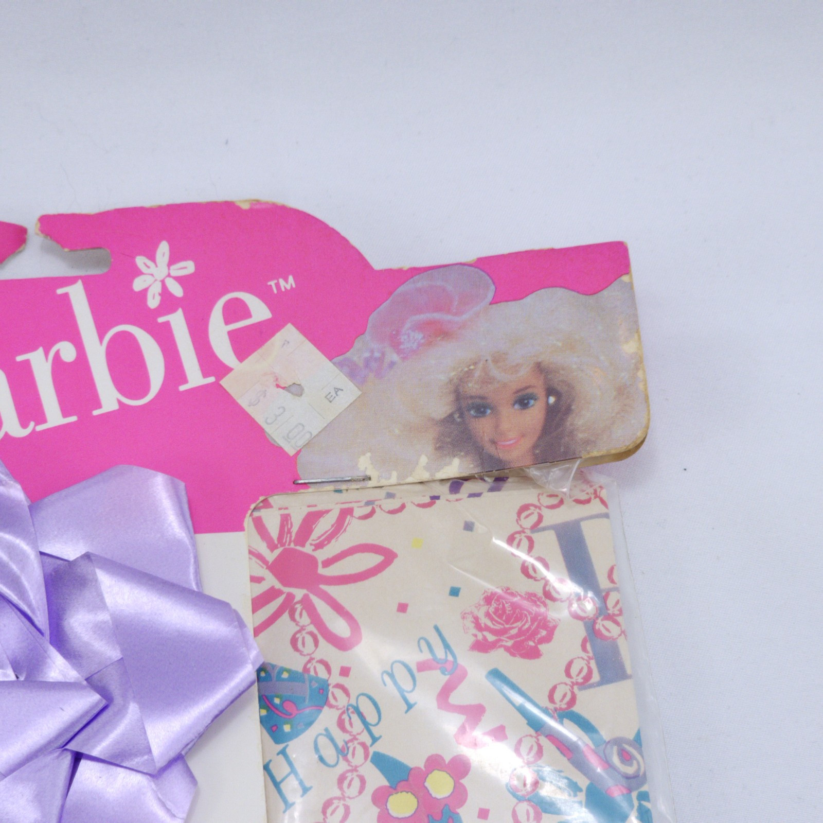 Vintage 1990 Mattel Barbie Princess Wrapping Paper + Bow Party Supplies NIB