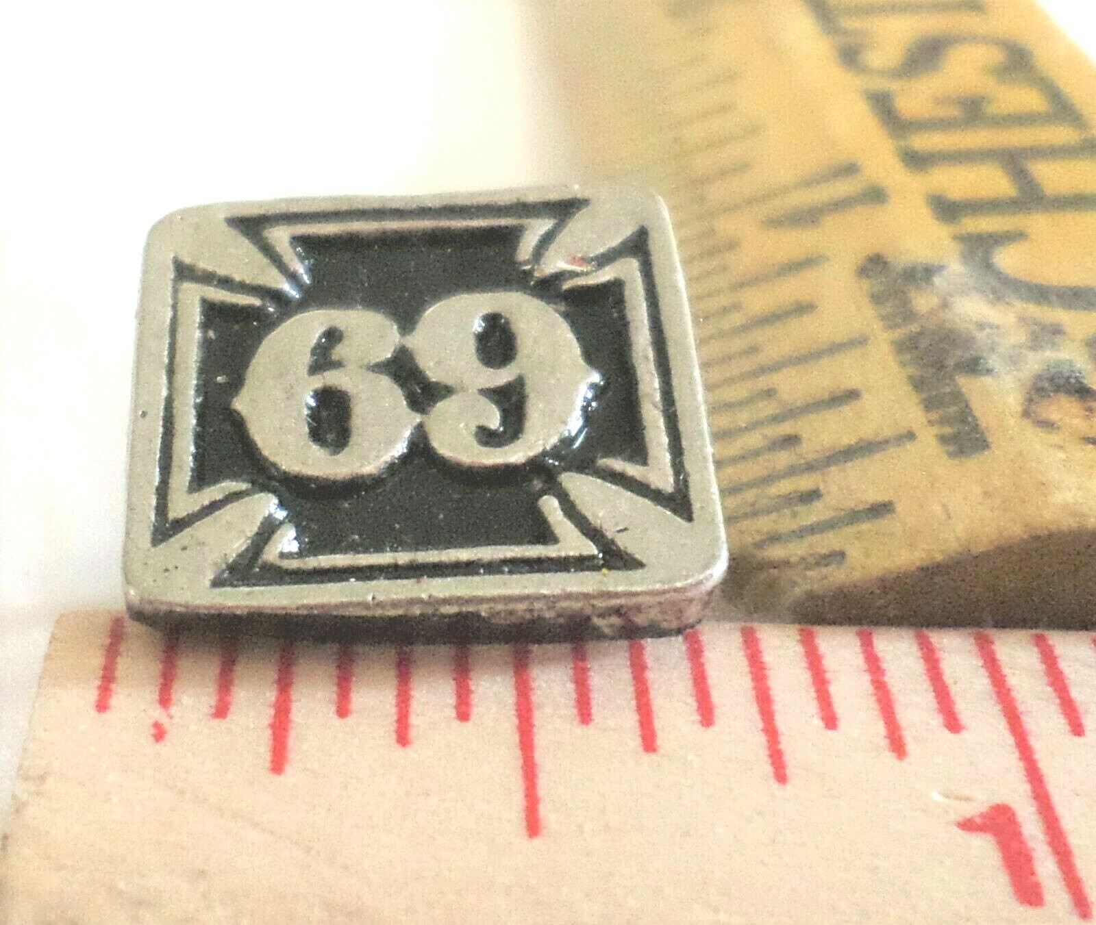 69 pin vintage motorcycle collectible old biker badge vest hat novelty pinback