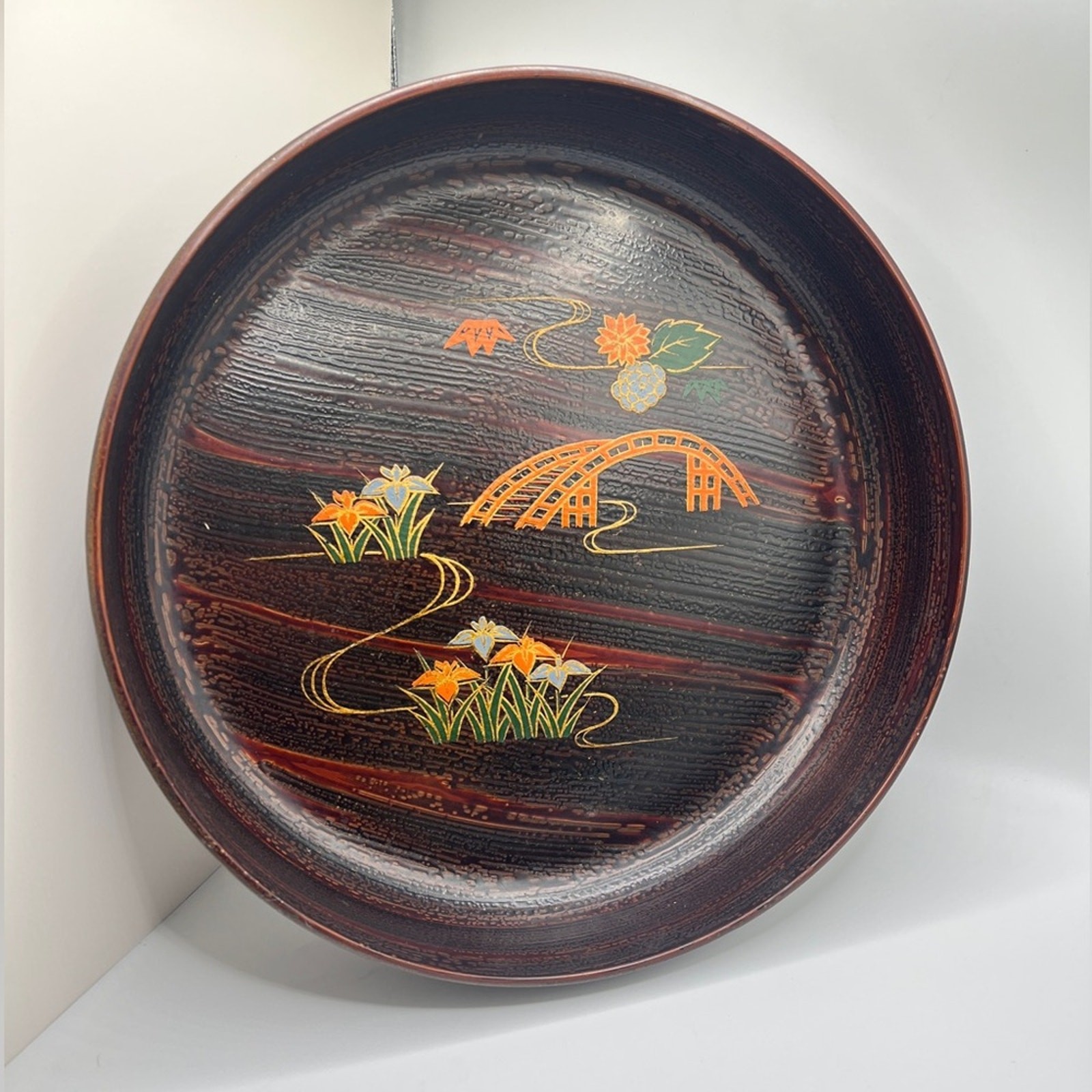 Vintage Marusei Art Japanese Lacquerware Tea Serving Tray