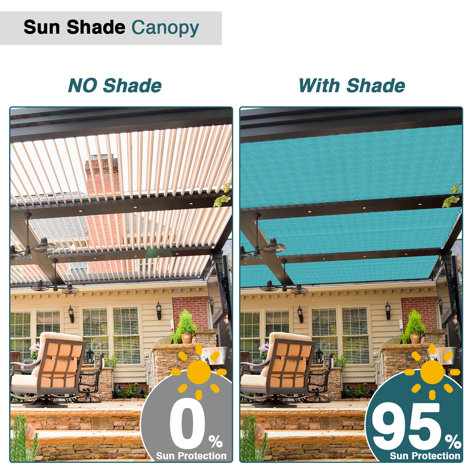 8'-15'(W) Lake Blue Sun Shade Sail Straight Edge UV Block Canopy Awning Cover