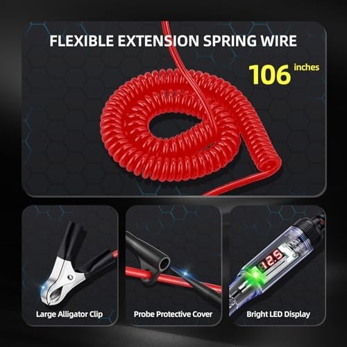 Automotive Test Light with 3-120V LED DC Digital Voltage Display, Circuit Tester