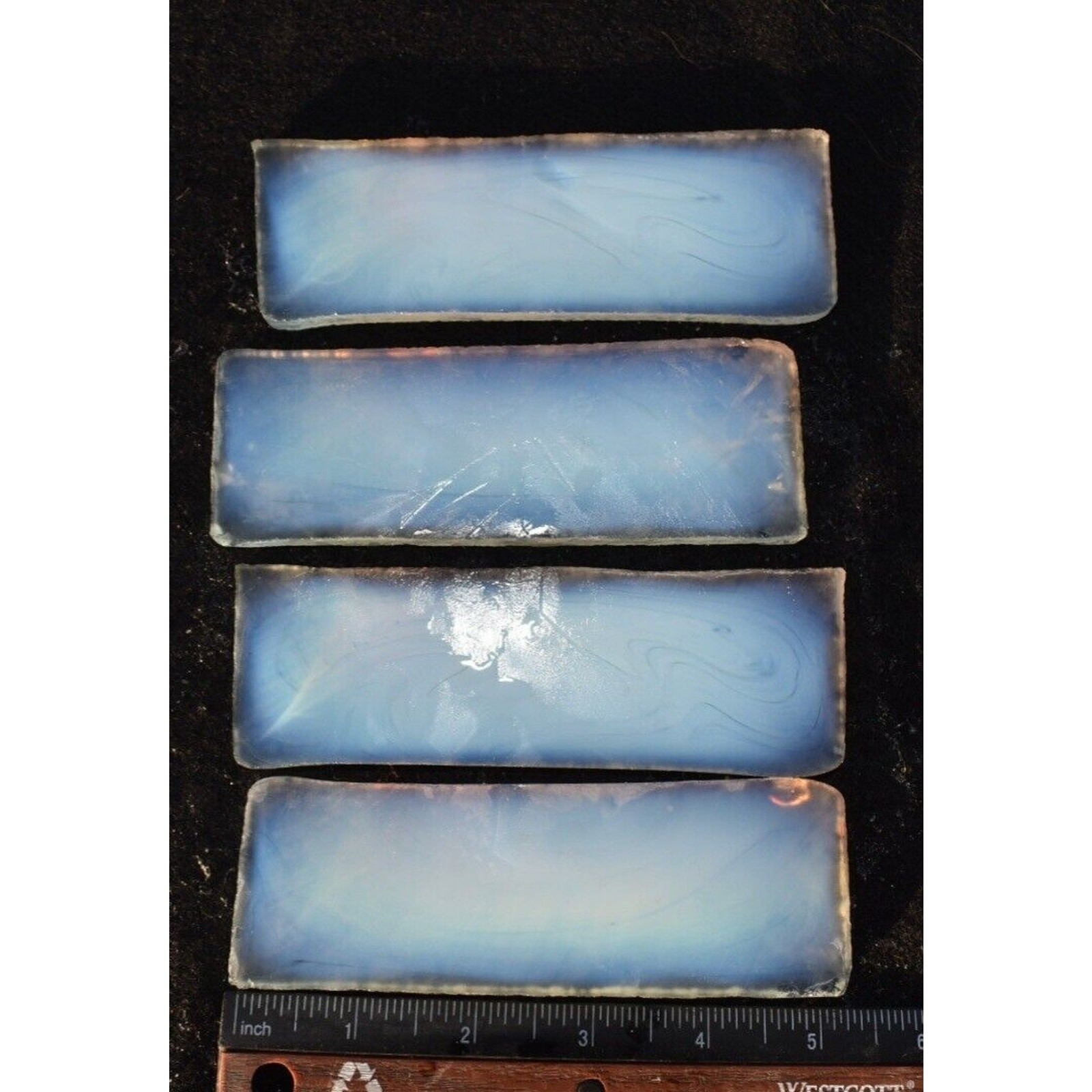 Opalite SLABS (4) Opal Glass Mosiac Flint Knapping Cabochon 5.3" x 1.62" x .25"