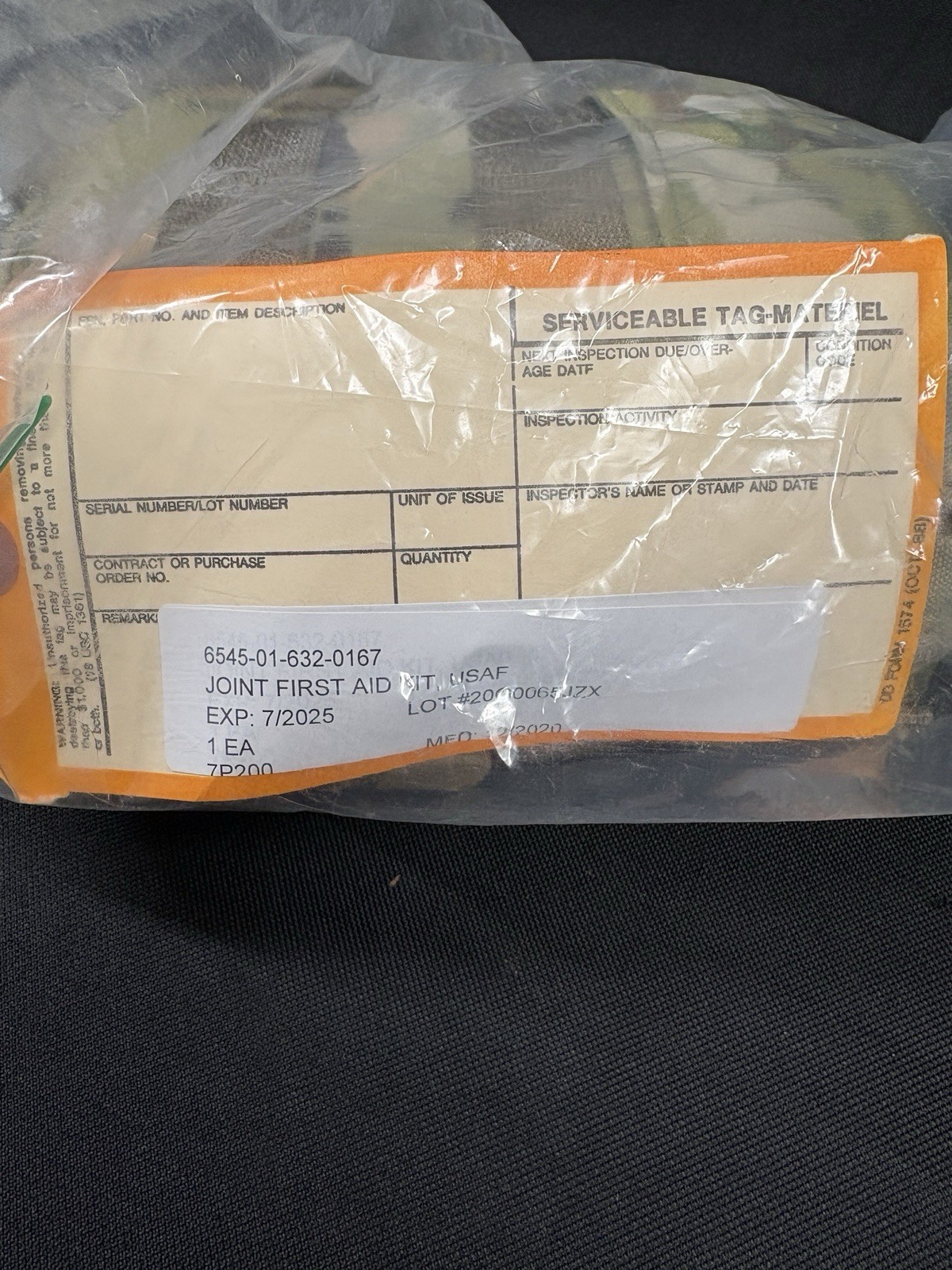 New In Package, USAF Joint First Aid Kit (JFAK) Complete With All Contents