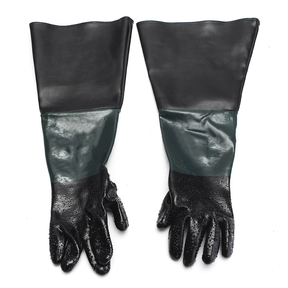 2Pairs 24"Rubber Sand Blast Sandblasting Gloves Protective For Sandblast Cabinet