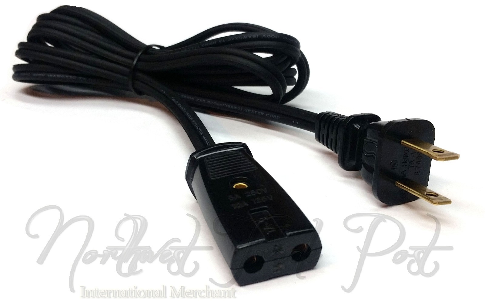 Replacement 6ft Power Cord for Vintage Small Appliance - 2 Round Pin 1/2" Spaced