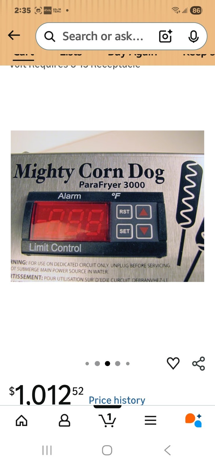 Paragon Mighty Corn Dog ParaFryer 3000 Countertop Electric Deep Fat Fryer 1 Pot