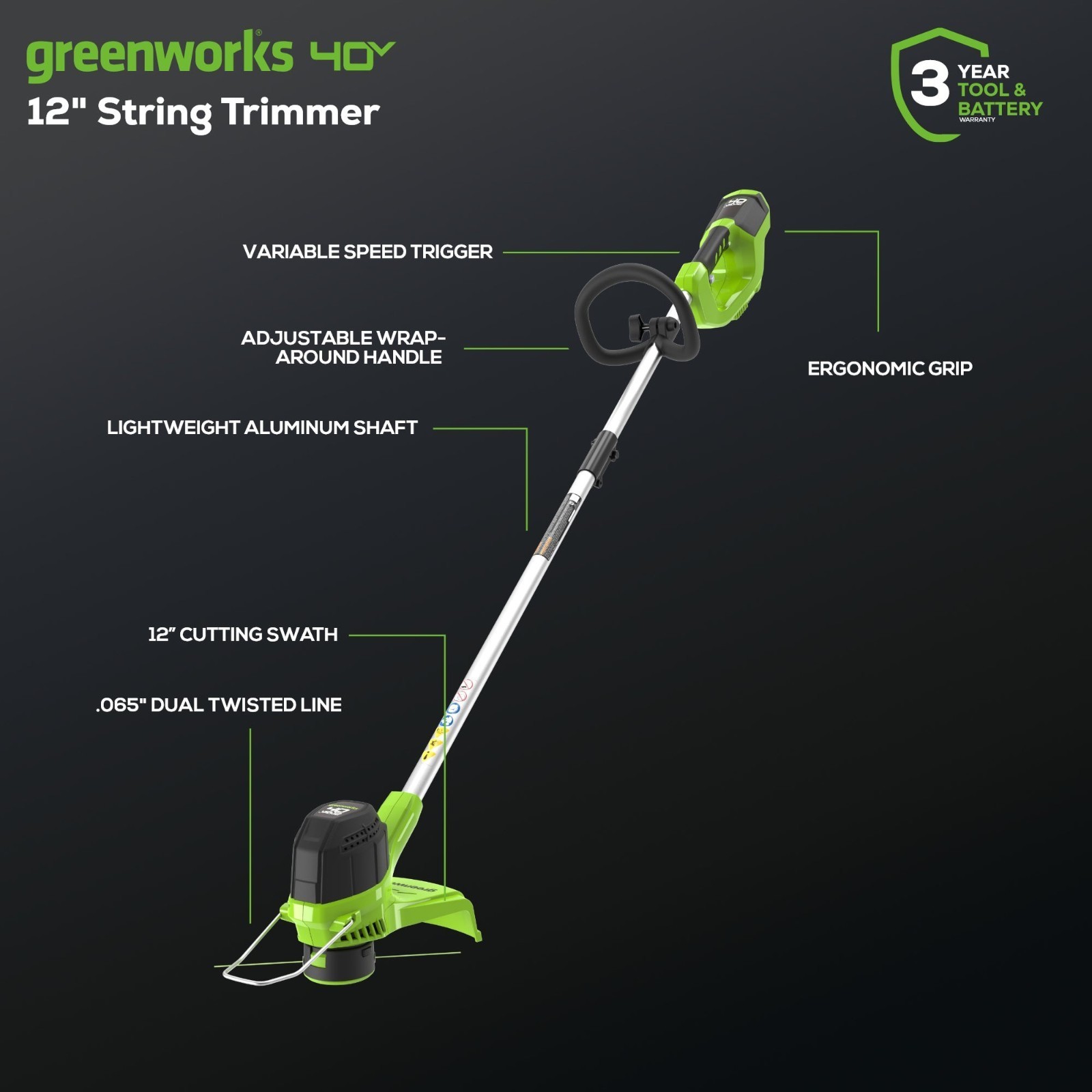 Greenworks 40V Cordless Leaf Blower and String Trimmer Combo Kit w/ 2Ah Battery