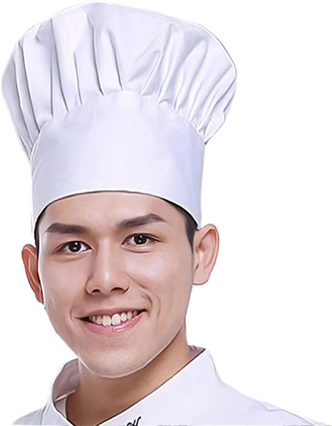 White Chef Hat for Men Women Adults,Elastic Band Adjustable Cotton Chefs Hat Hib