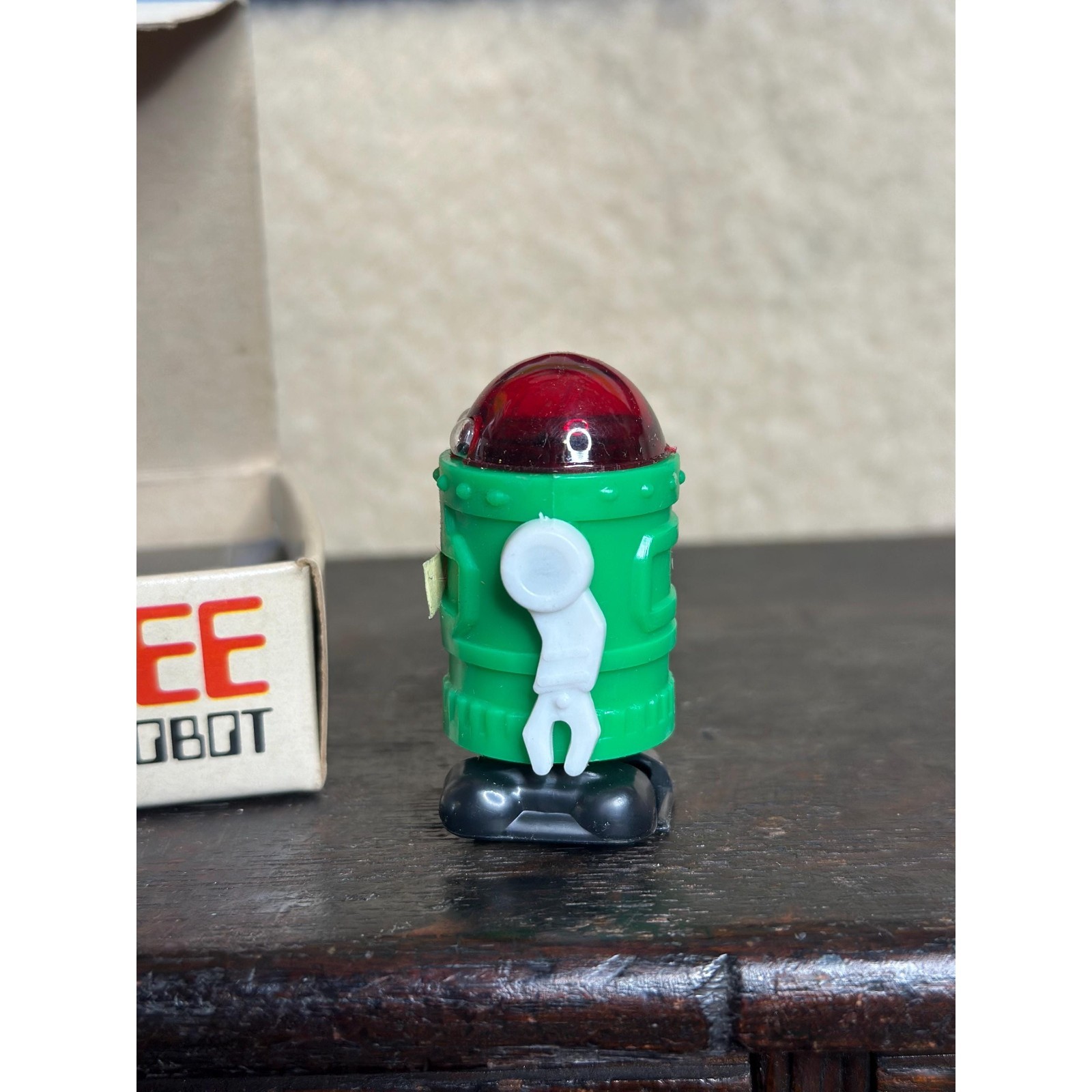 Vintage 1980s Working T-NEE Wind-Up Walking Robot in Original Box