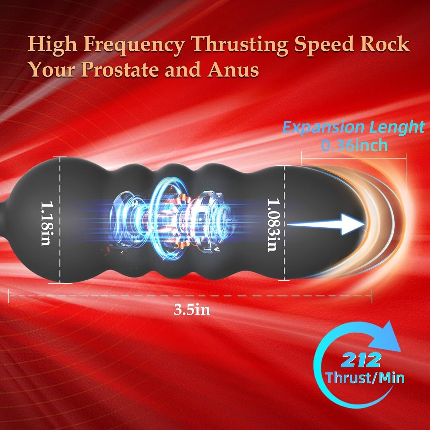 Thrusting Prostate Massager With Cock Ring Taint Vibrator Sex Toy For Men