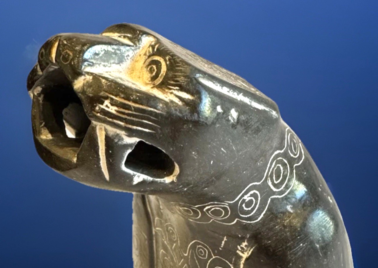 Hand Carved Stone Jaguar Statue Mythical Pre-Columbian Form Bolivian Chachapuma