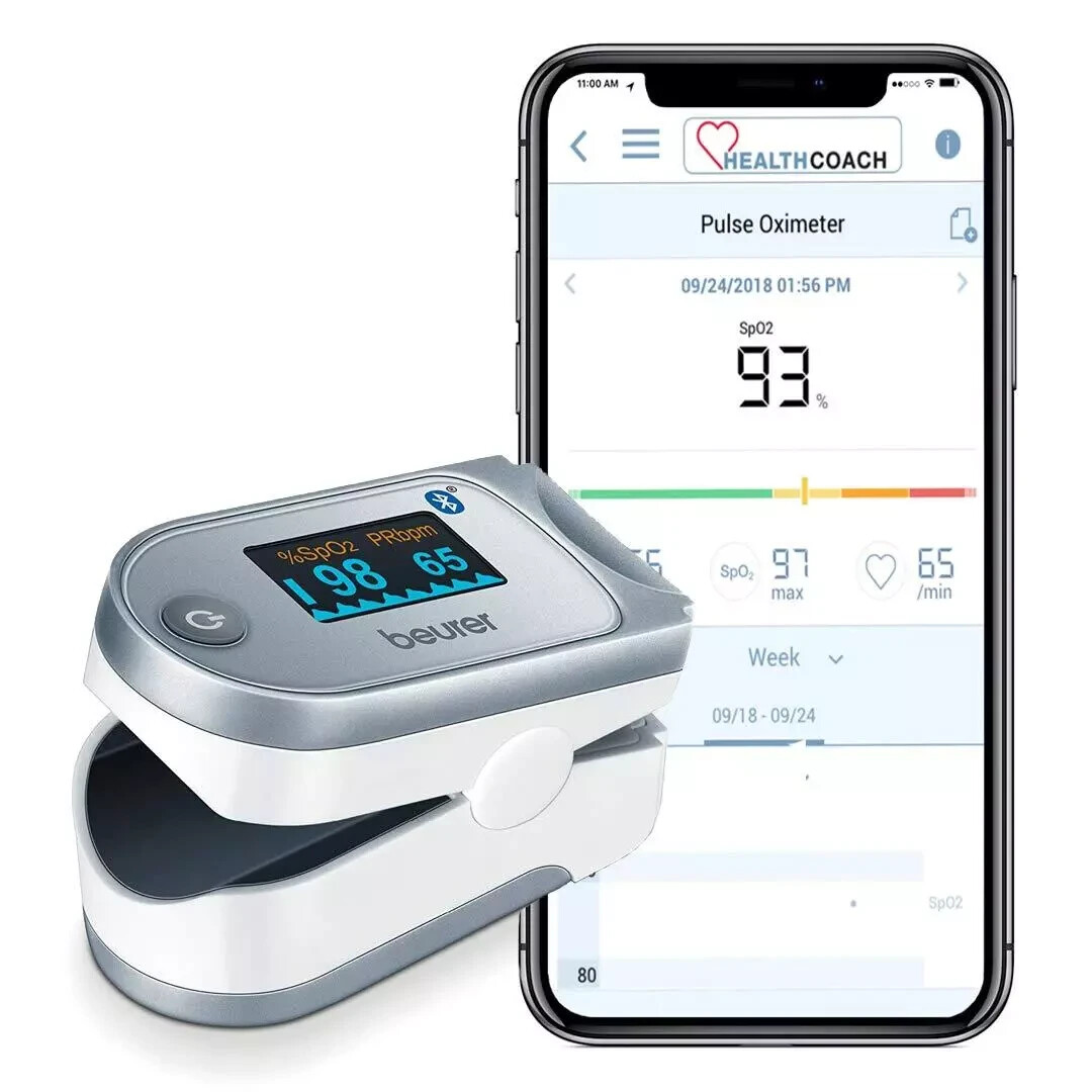 Beurer PO60 Bluetooth Digital fingertip Pulse Oximeter, Blood Oxygen Saturation