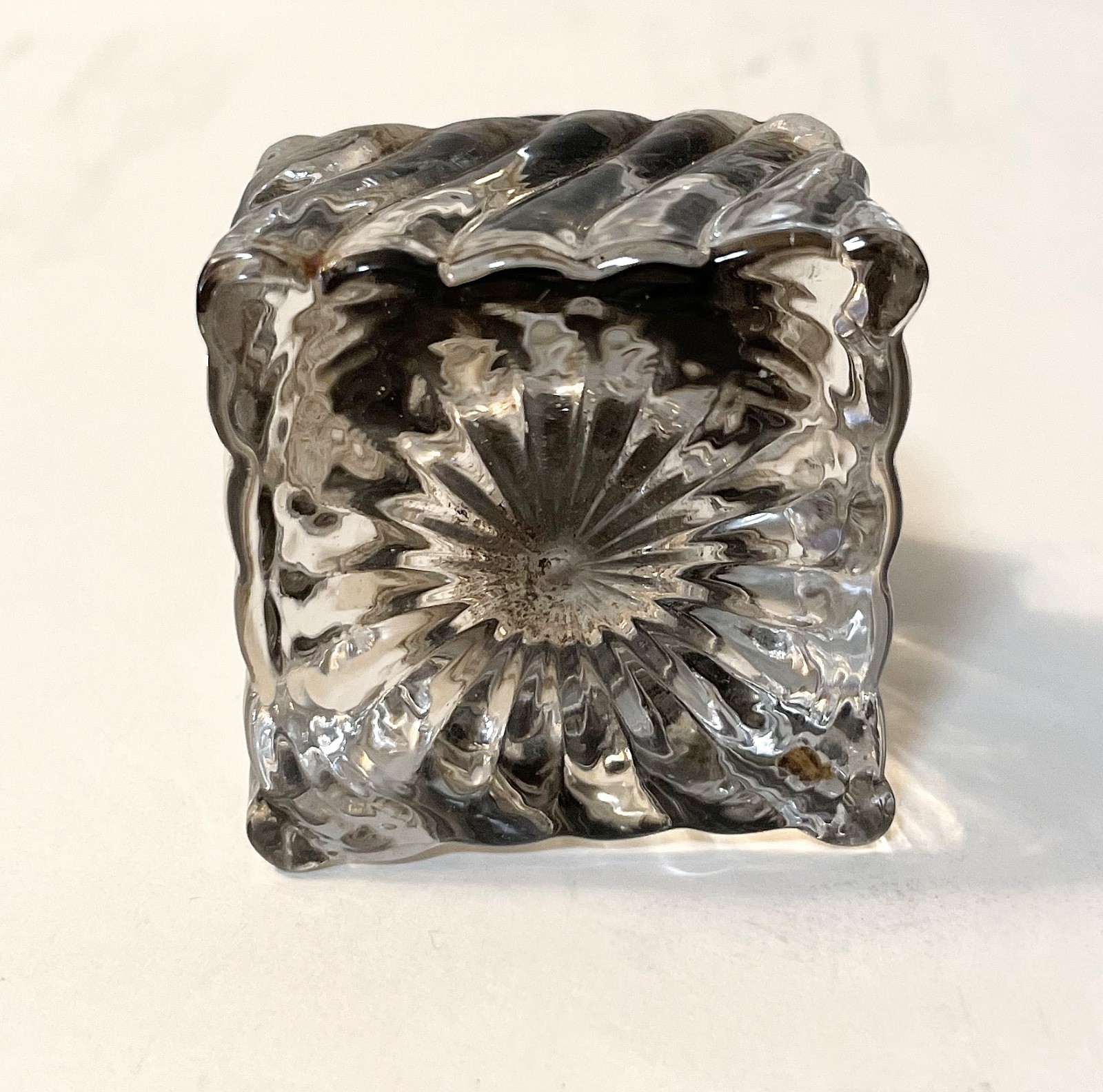 Antique Ink Well with Crystal base and Pewter Top - Nice!