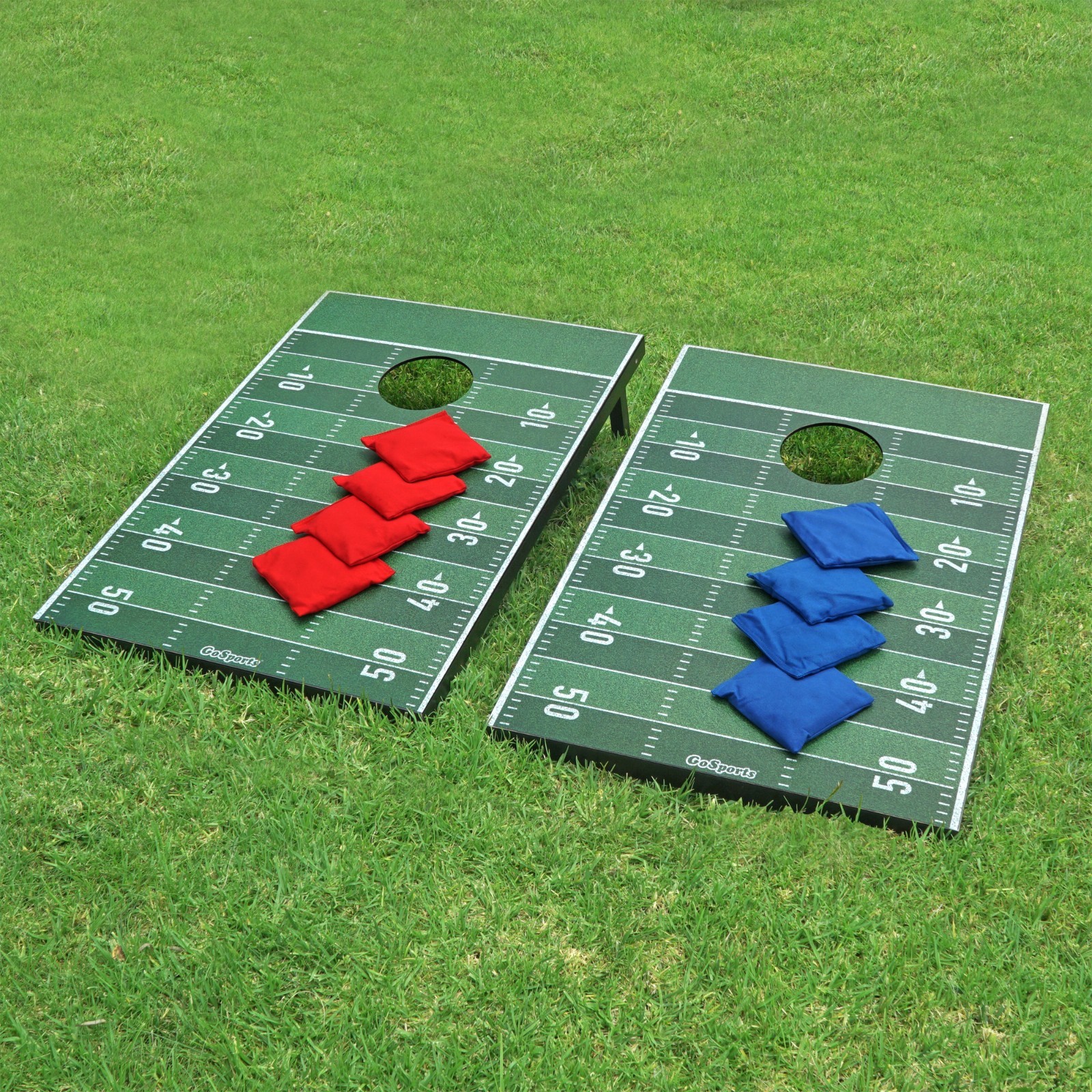GoSports Portable Tailgate Cornhole Boards Game Set Football Edition 3'x2'