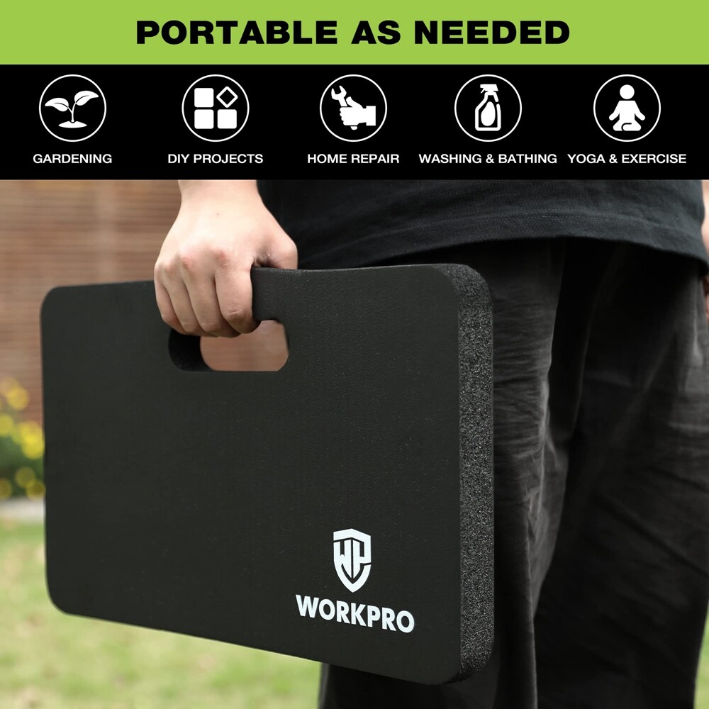 WORKPRO 2-Pack Extra Thick Kneeling Pad Soft Foam Cushioning for Knee Black