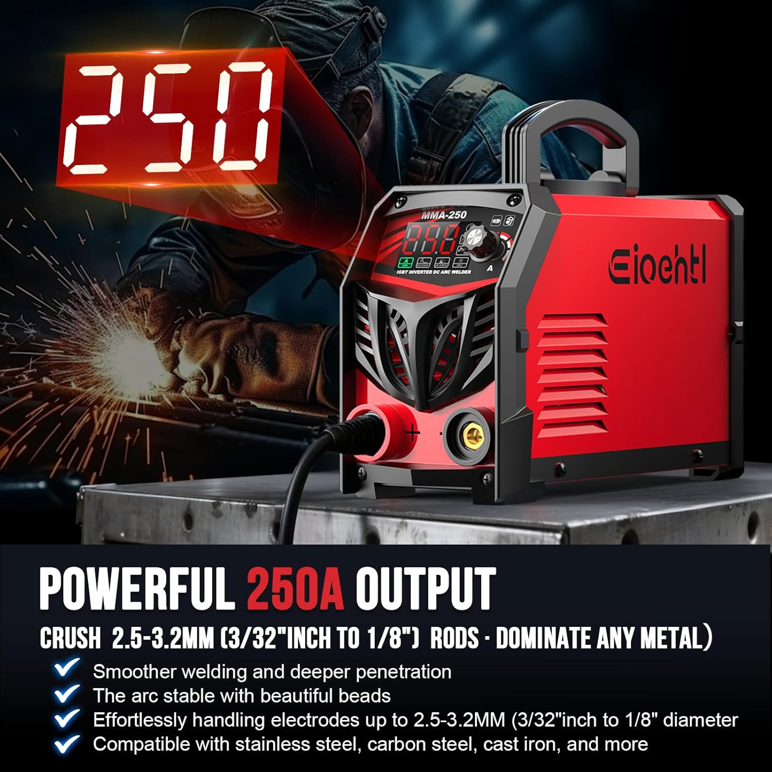 250Amp Stick Welder 110V/220V Dual Voltage, with LED Display ARC Welding Machine