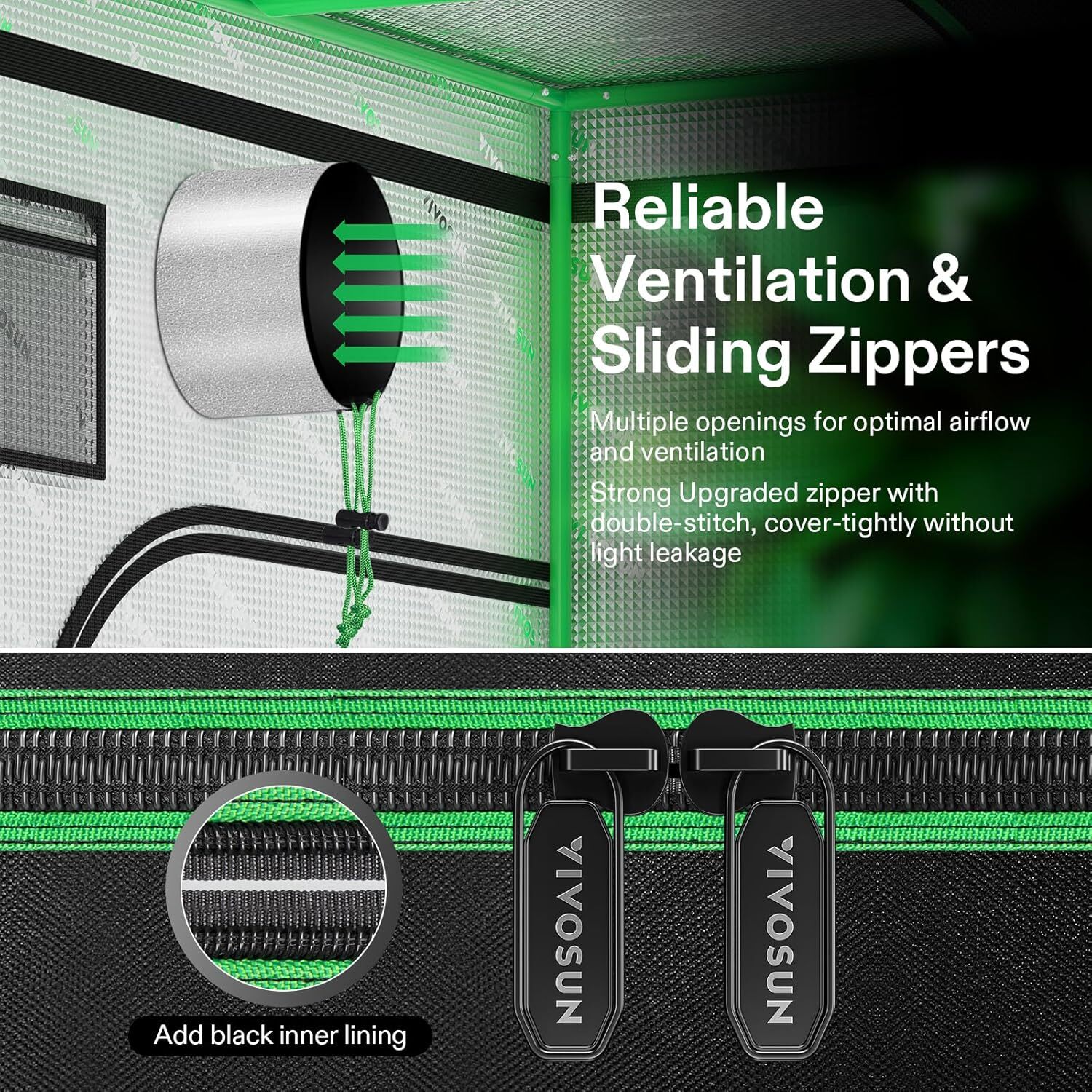 VIVOSUN 2-in-1 Indoor Hydroponic Grow Tent Multi-Chamber D325/D436/D548/D948