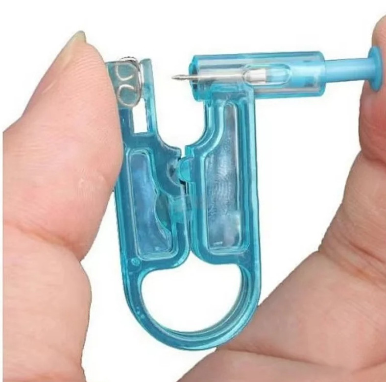 5pcs Disposable Ear Piercing Gun Kit Sterile Stud Piercer Tool Set Blue - NEW