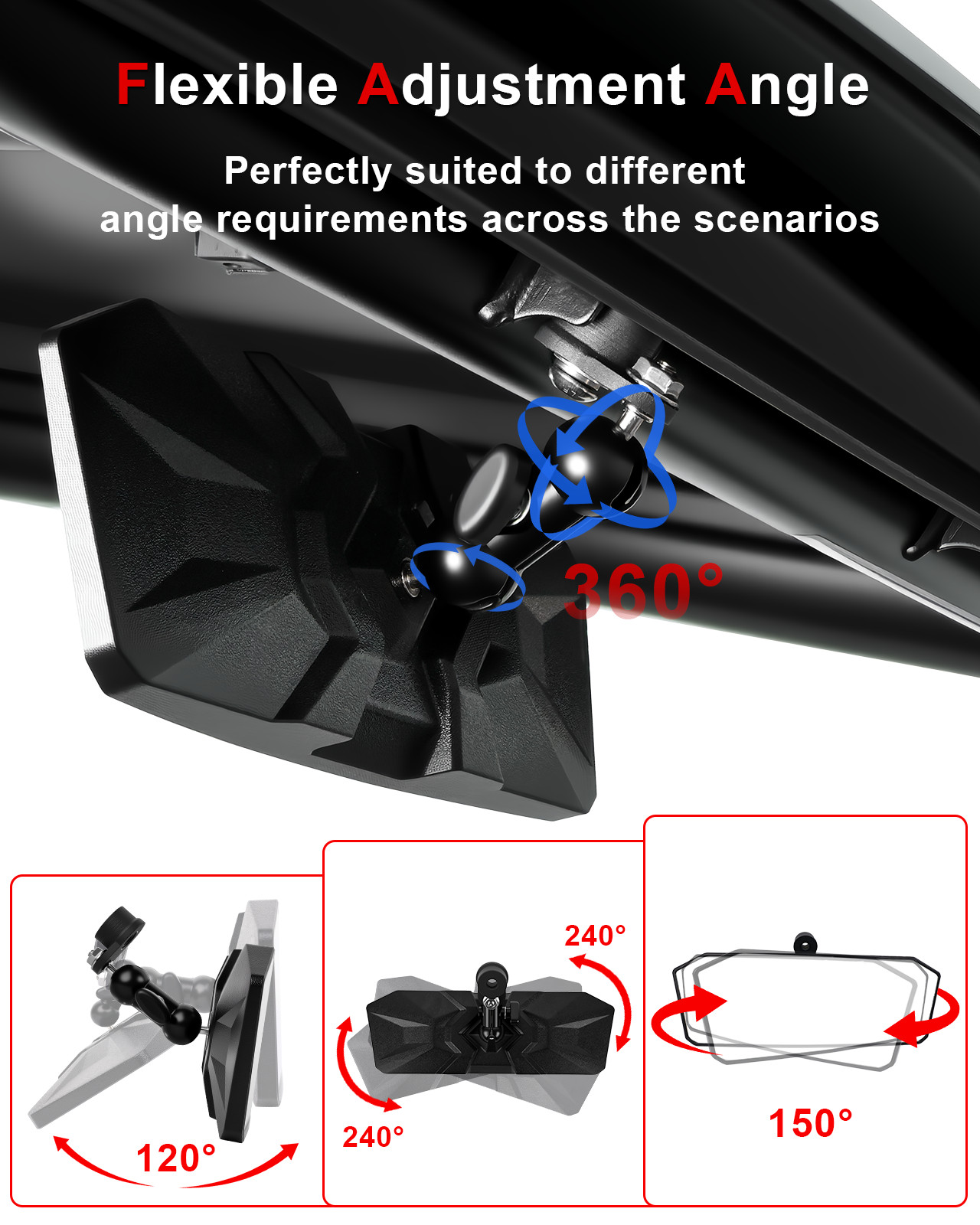 UTV Rear View Center Mirrors For CFMOTO UFORCE U10 Pro/UFORCE Pro XL 2025-2026