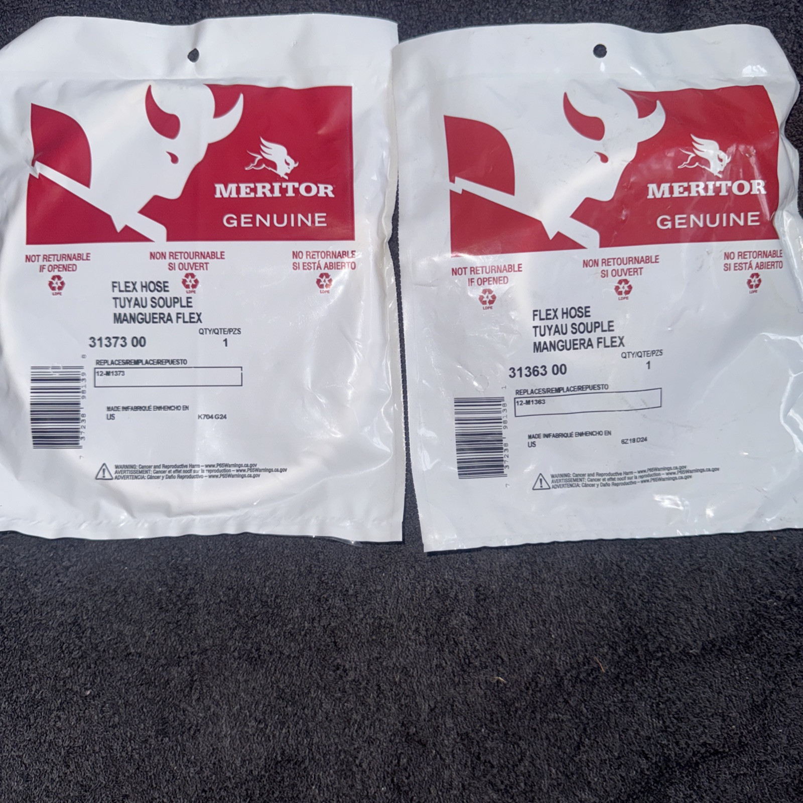 MERITOR TIRE INFLATION FLEX HOSES 3136300,3137300 Kit Set Oem New