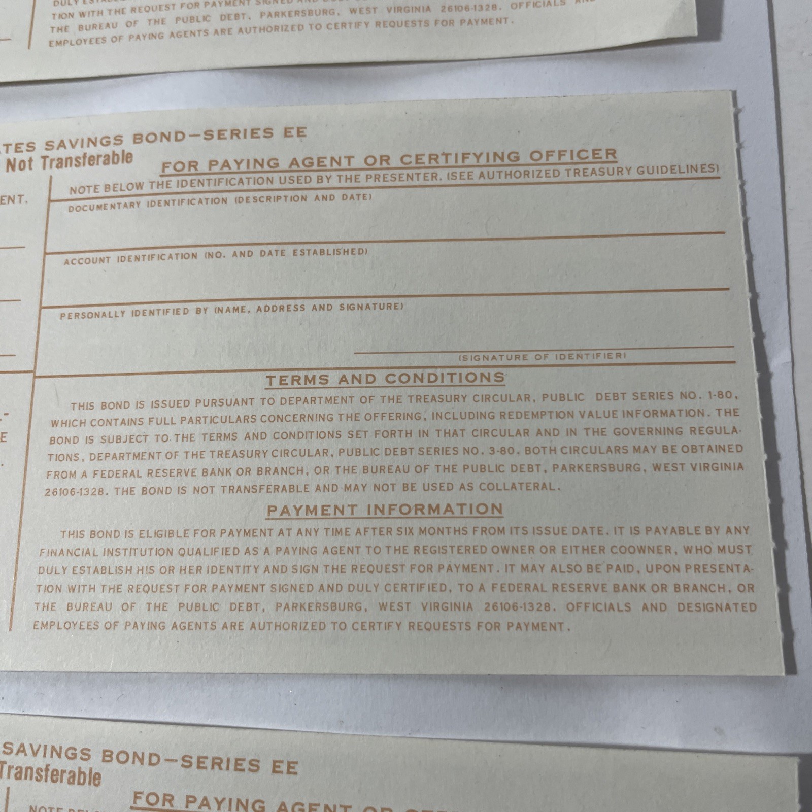 US 1988 Savings Bond Series EE $100 Dollar Jefferson Unsigned Lot 3 Consecutive