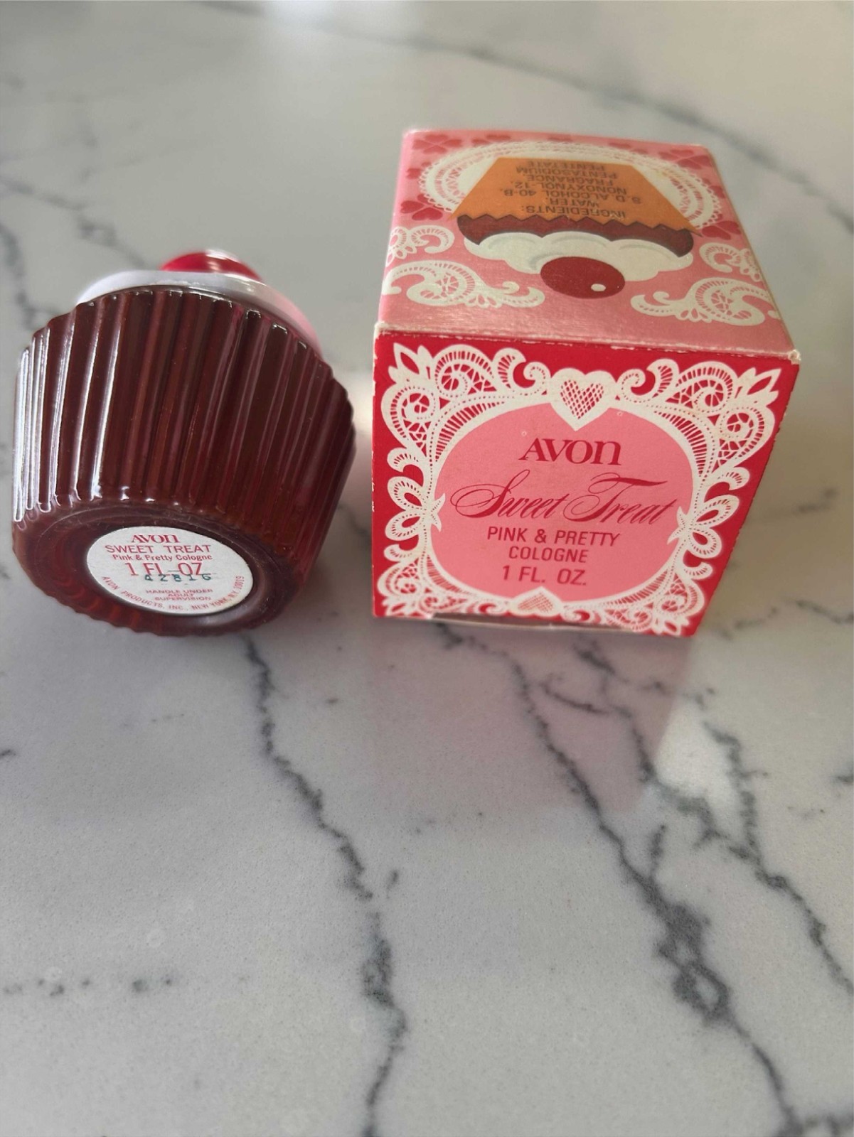 Vintage Avon Cupcake Sweet Treat Pink And Pretty Cologne 1 Oz Full In Box NEW