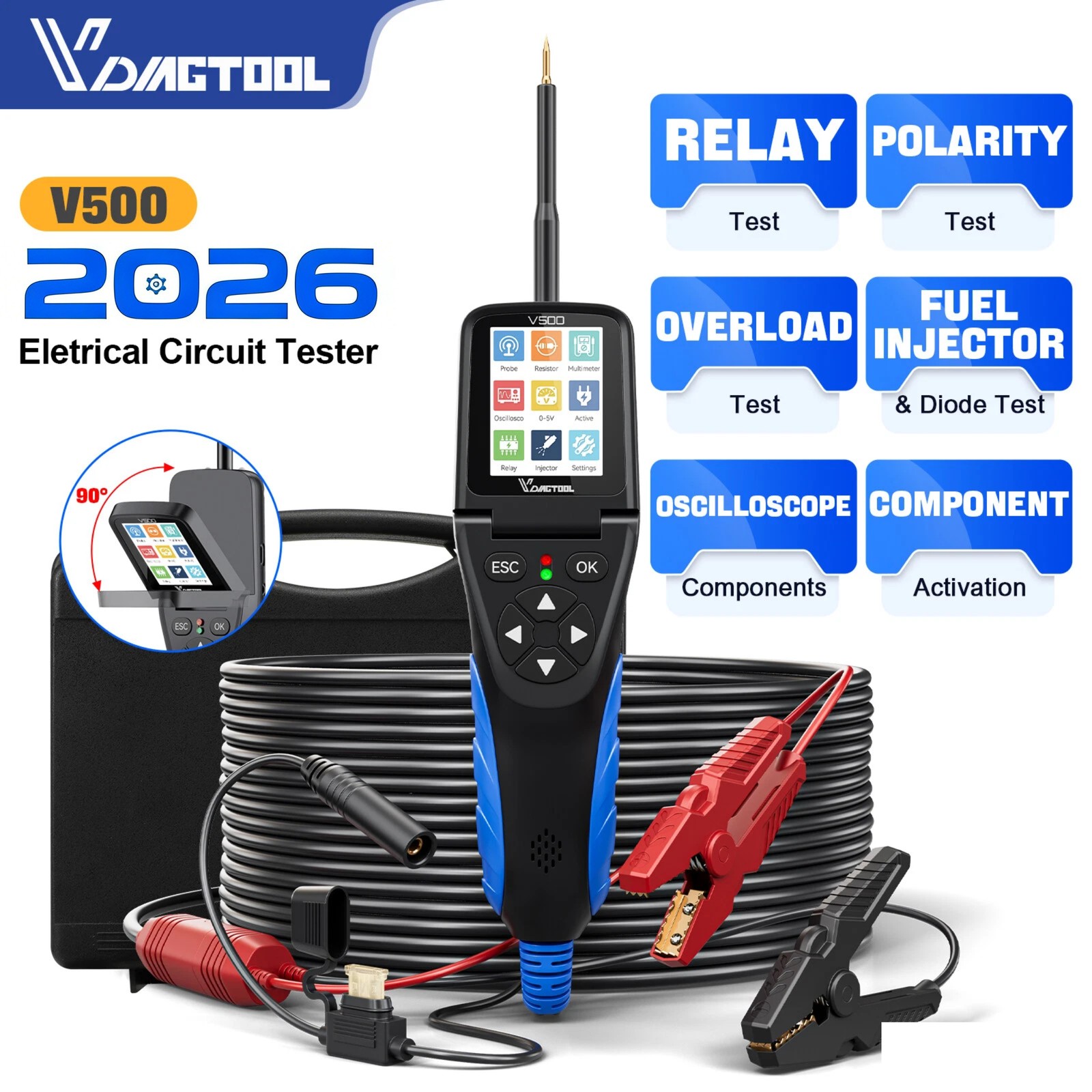 VDIAGTOOL V500 Power Probe Car Circuit Analyzer 9V-30V Fuel Injector Tester