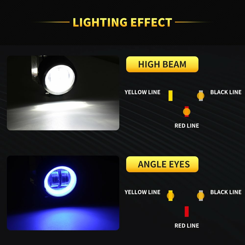 2pcs LED Halo Spot Light Motorcycle Bike Headlight Fog Light Blue Driving Lamp