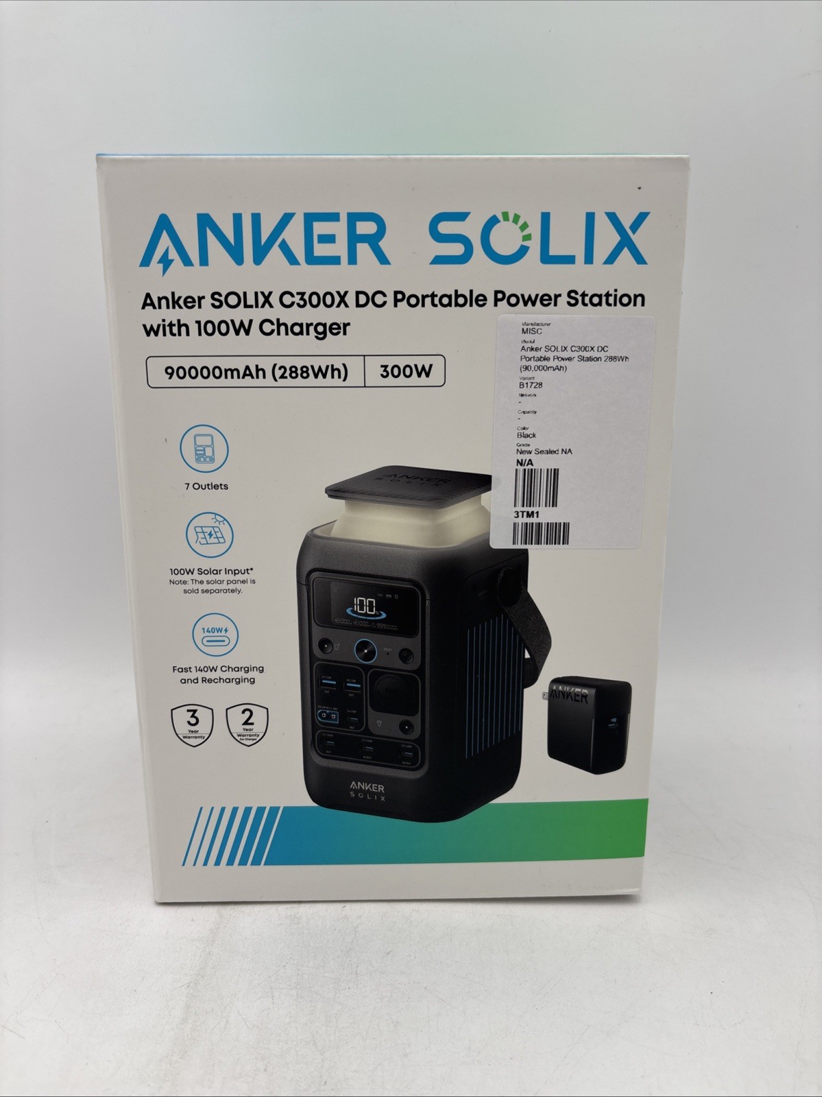 NEW IN BOX Anker SOLIX C300X DC Portable Power Station 288Wh Black - SHIPS FREE