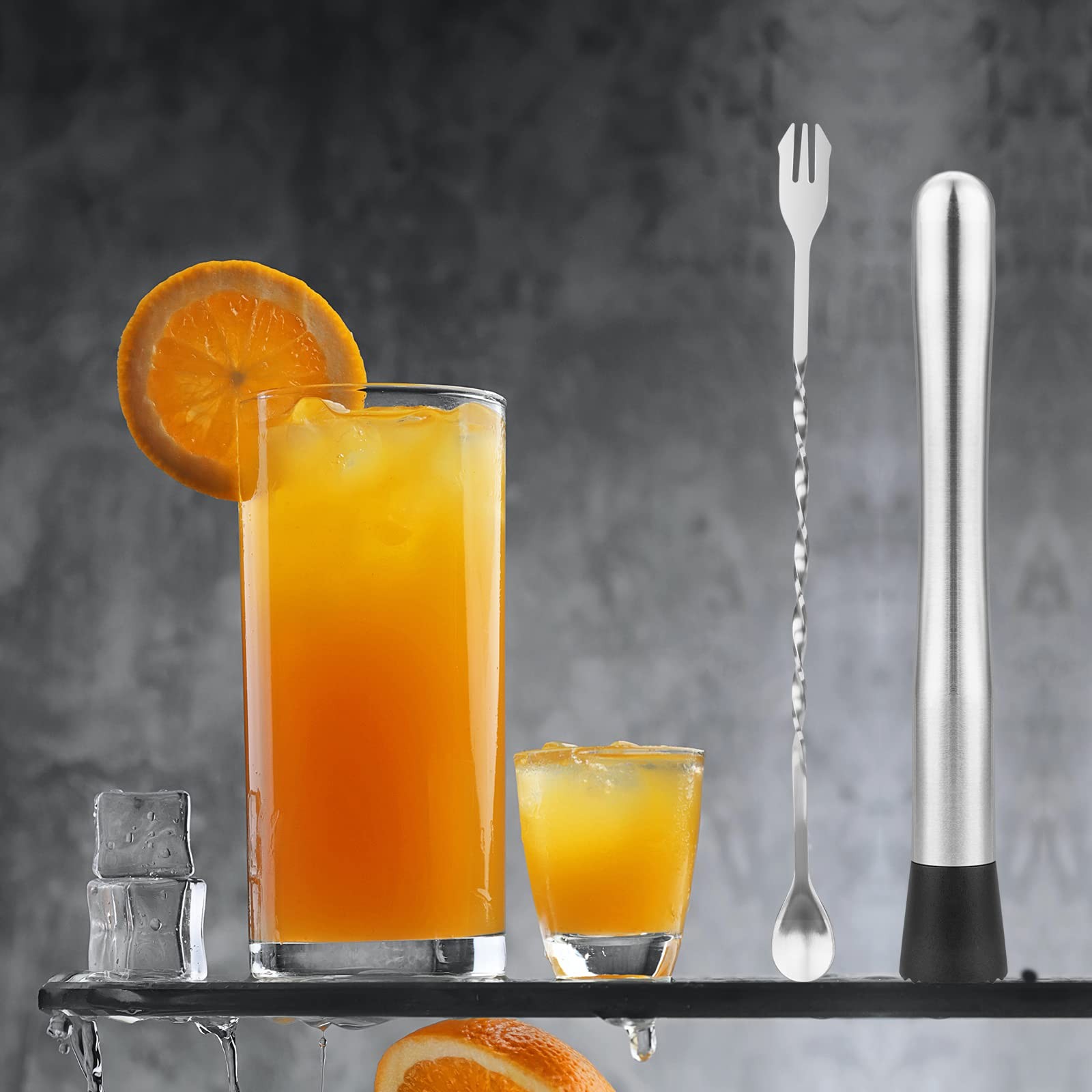 10 Muddler Cocktail Mixing Spoon Stainless Steel Stirrer for Mojitos Fruitdrinks