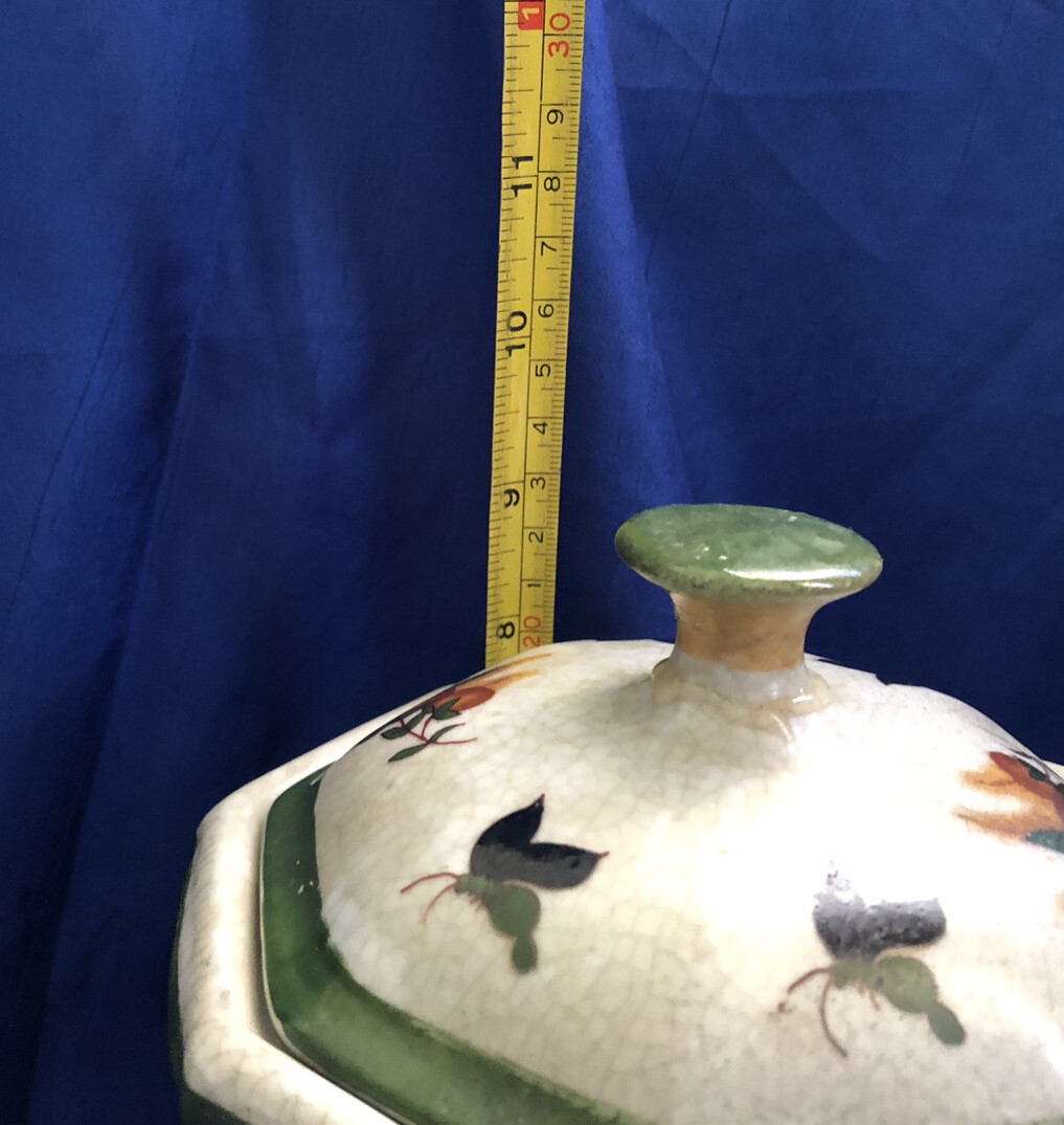 Chinese Porcelain Canister Lidded Jar ZHONGGUO ZHI ZAO Rare Colors On Pattern