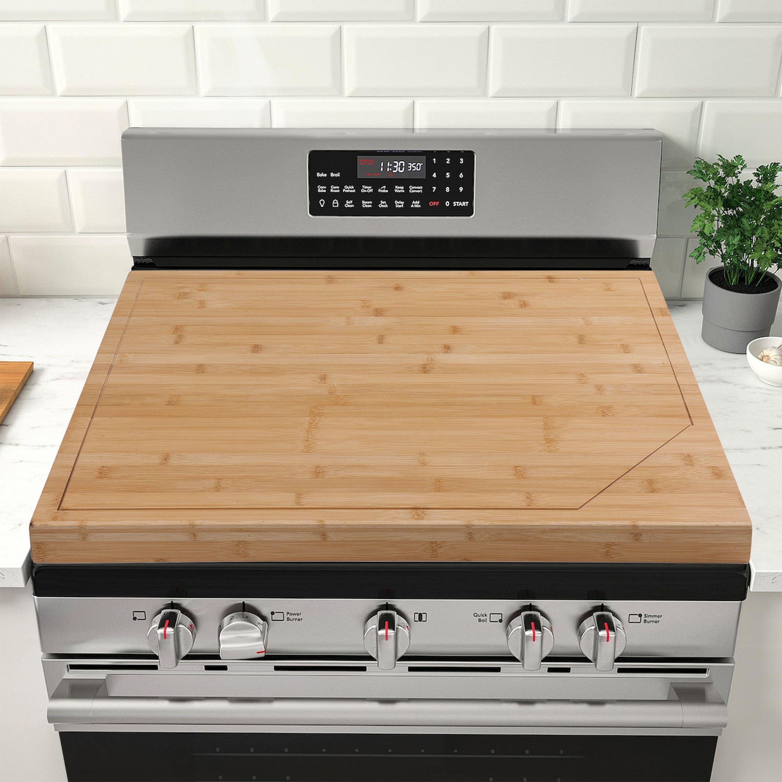 30"x22" Stove Top Cover Wooden Noodle Board with Handles for Gas Electric Stove