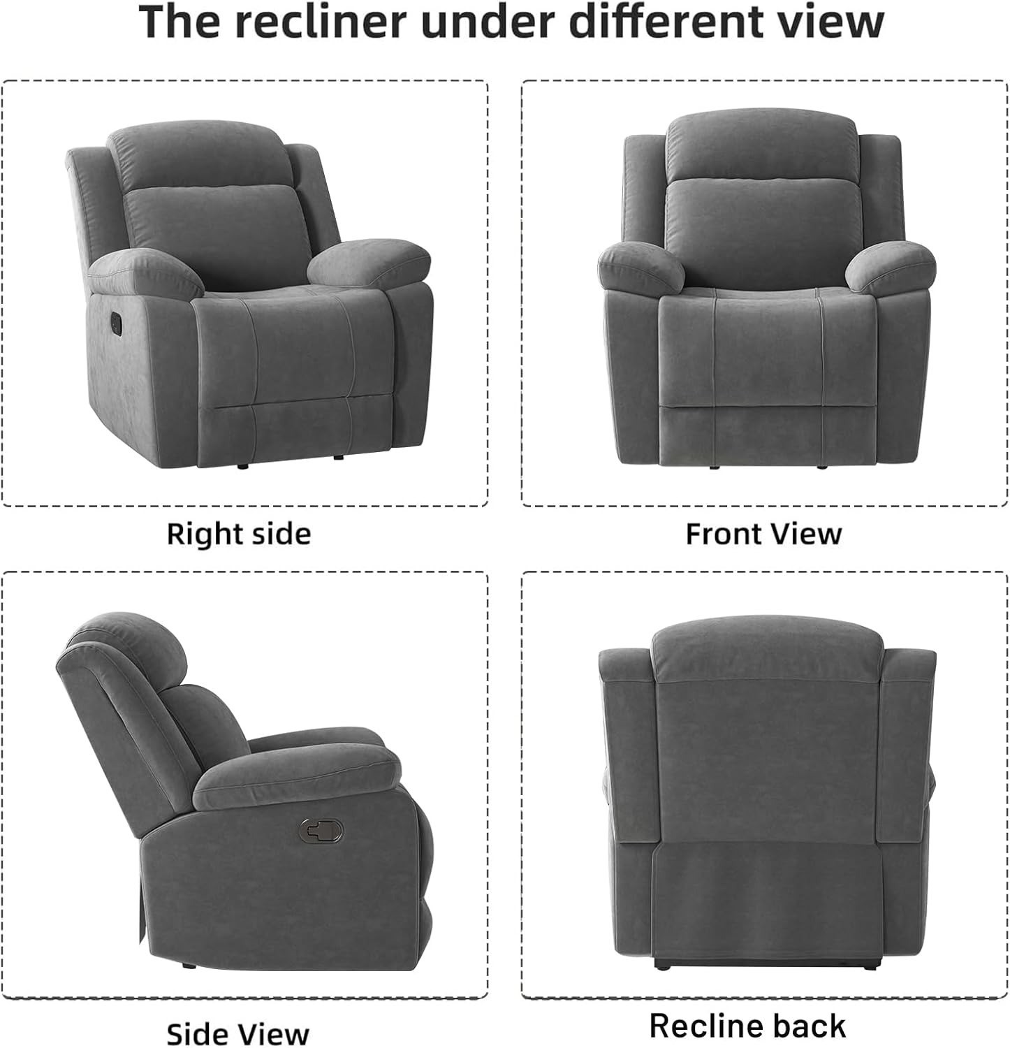 CANMOV Rocker Recliner Chair , Manual Recliners with Overstuffed Backrest